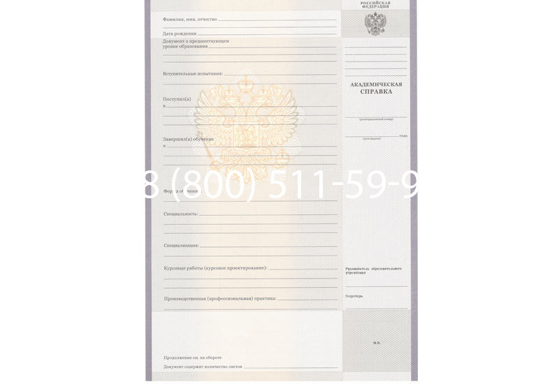 Купить Академическая справка образца 2010-2011 год для колледжа в Ростове-на-Дону